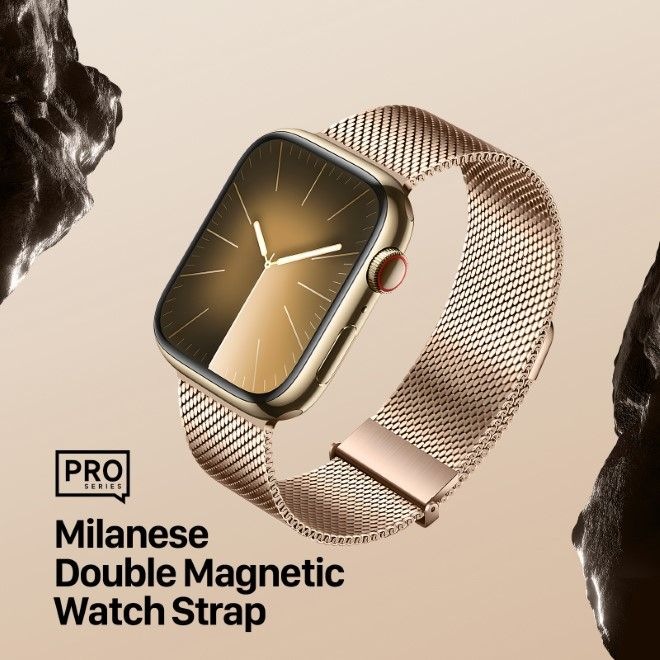 Actual product image Dux Ducis Milanese Pro Bracelet Apple Watch 42/44/45/49MM - Gold (42 mm, 45 mm, 49 mm, 44 mm, Stainless steel, Apple Watch SE (2022/2023), Apple Watch SE, Apple Watch Series 6, Apple Watch Series 9, Apple Watch Series 4, Apple Watch Series 8, Apple Watch Series 3, Apple Watch Ultra 2, Apple Watch Series 5, Apple Watch Ultra, Apple Watch Series 7)