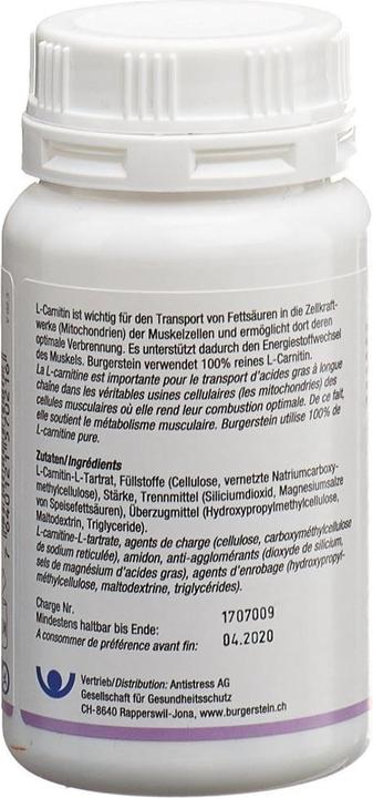 Nutritional values and ingredients Burgerstein L-carnitine (1 Piece, Pills, 134 g)