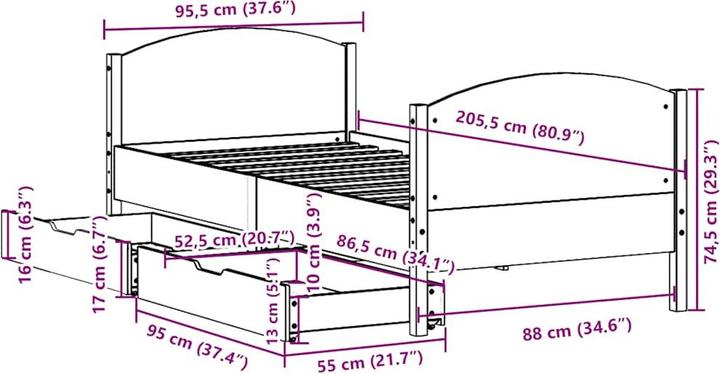 Image du produit vidaXL Bettgestell (90 x 200 cm)