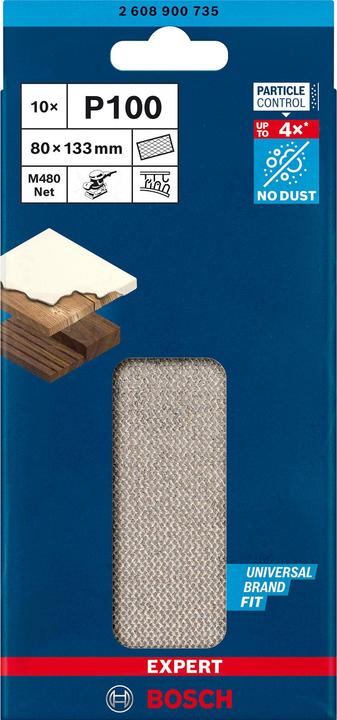 Produktbild Bosch Professional Zubehör EXPERT M480 Schleifnetz für Schwingschleifer, 80 x 133 mm, G 100, 10-tlg. (100)