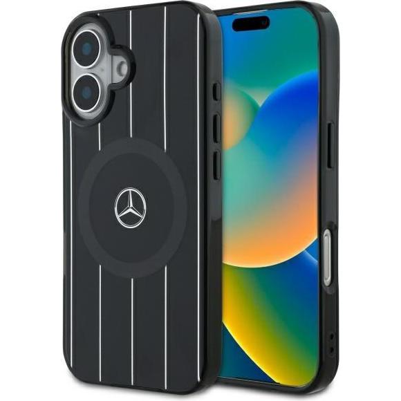 Mercedes MEHMP16S23HRSK iPhone 16 6.1" czarny/black hardcase MB Double Layer Crossed Lines MagSaf (Schwarz), Smartphone,...