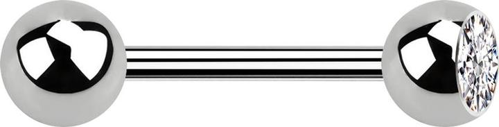 Actual product image Star Piercing Barbell silver with ball and ball crystal silver (Titanium, without brass)