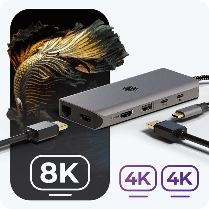 Produktbild Icy Box ICY BOX DockingStation mit 8K, Gigabit LAN & 100W PD IB-DK4061-CPD (USB-C, 12 Ports)