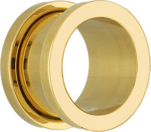 Star Piercing Flesh Tunnel vergoldet (ohne Messing, Chirurgenstahl 316L)