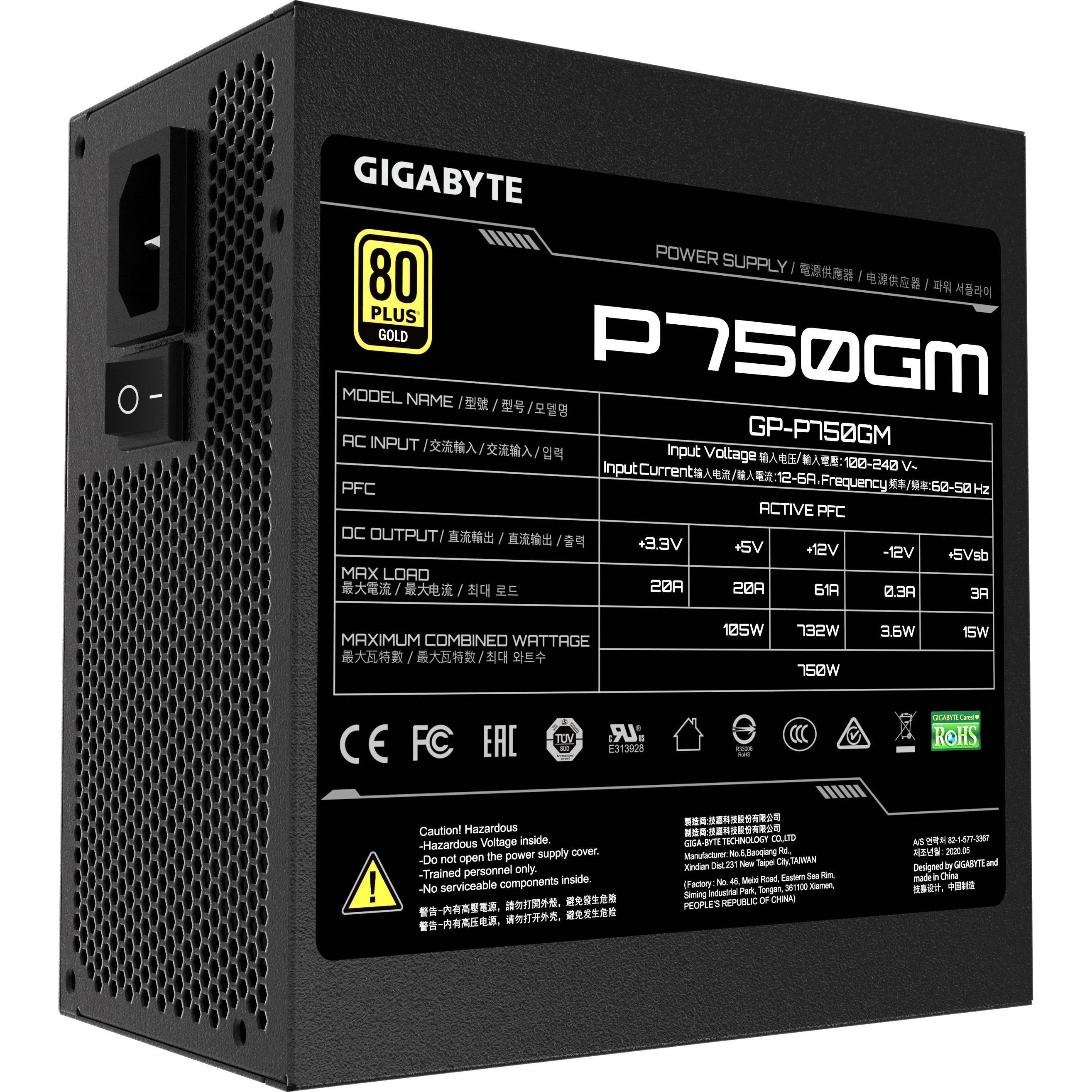 Gigabyte P750GM (750 W), PC Netzteil, Schwarz