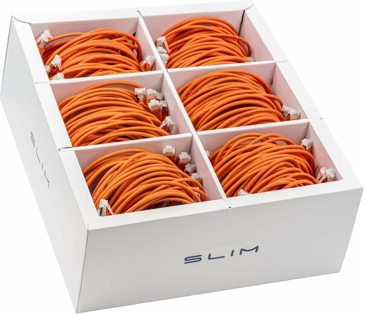 Actual product image SLIM Slimpatch cable RJ-45, Cat 6A, U/FTP, 0.5 m, orange (U/FTP, CAT6a, 0.50 m)