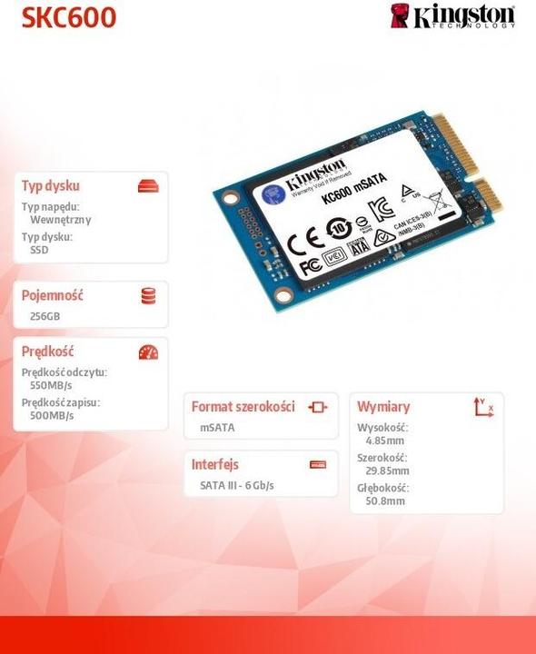 Immagine prodotto Kingston KC600 (256 GB, mSATA)