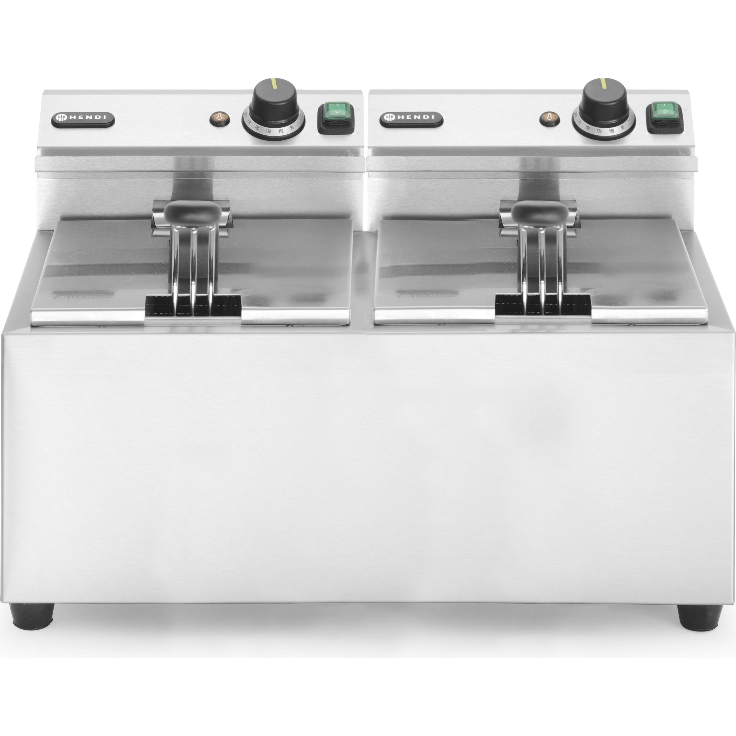 Hendi Friteuse Profi Line 2x8 l 230V 2x3500W, Fritteuse, Silber