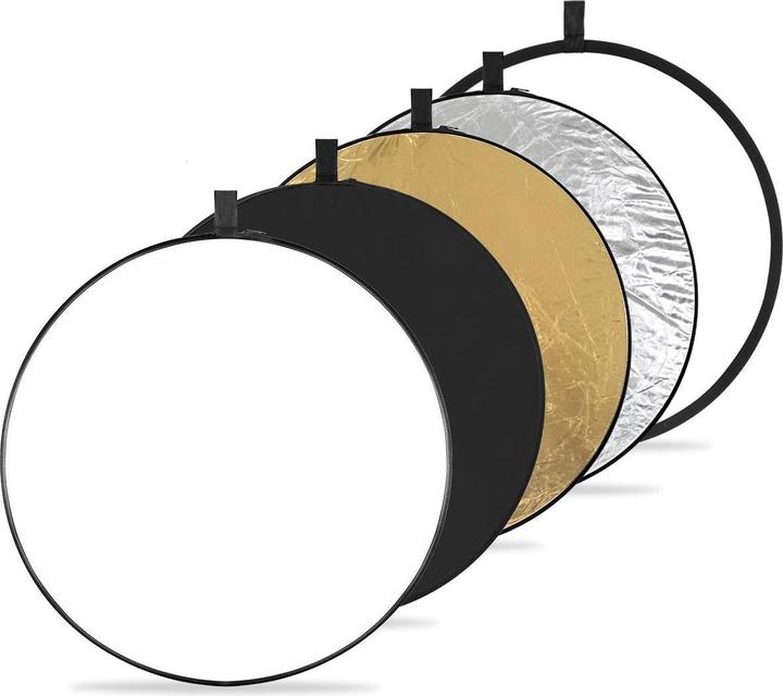 K&F Concept 5 in 1 Circular Photography Reflector 80cm Gold Sliver Black White Translucent Panel Five Ligth Effe (Reflector, 80 cm)