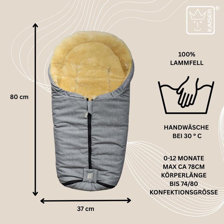 Produktbild Kaiser Baby Kaiser Babyschalen Fusssack aus Lammfell Naadja, light grey melange
