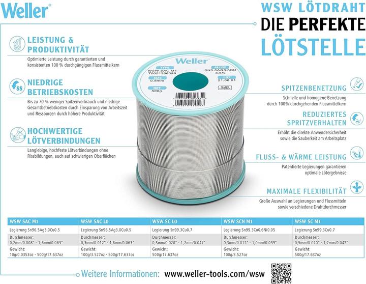 Nährwerte und Zutaten Weller Erem Lötzinn, bleifrei Spule Profes (Lötzinn)