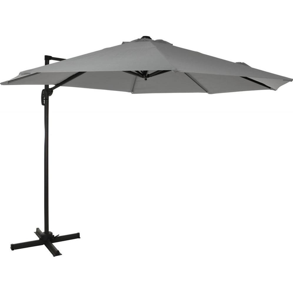 GreenGarden, Sonnenschirm, Ampel Sonnenschirm 300 cm rund schwenkbar mit Fuss hellgrau