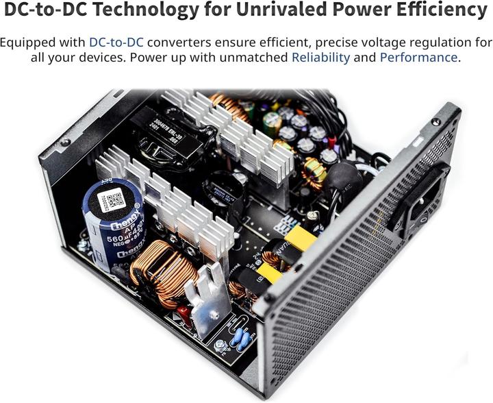 Produktbild Montech Nicht-modulare 80 Plus Weiss zertifizierte PC-Netzteil mit DC-zu-DC-Technologie und 120mm-Lüfter (750 W)