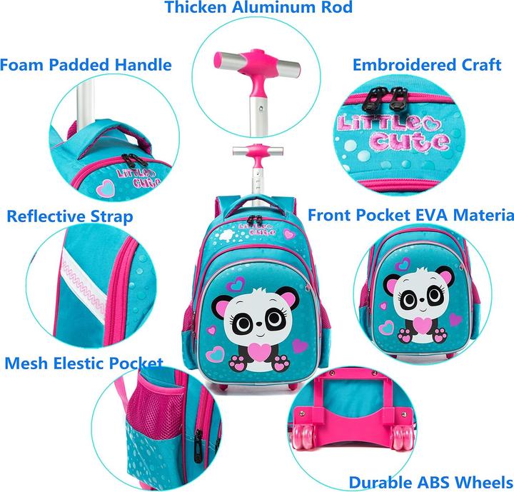 Produktbild HTgroce Panda Schulranzen-Trolley mit Rollen für Kinder (24 l)