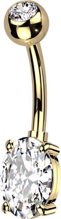 Immagine prodotto Star Piercing Banana placcata oro con sfera in cristallo placcato oro argento e cristallo ovale grande argento (Titanio, Ottone)