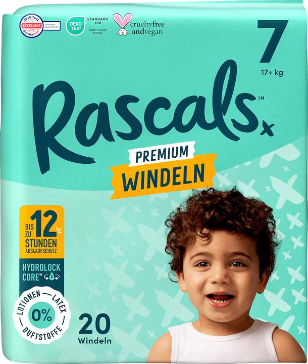 Rascals Windeln Premium Gr. 7 (17+ kg), 20 St (Dimensione 7, 20 pz.)