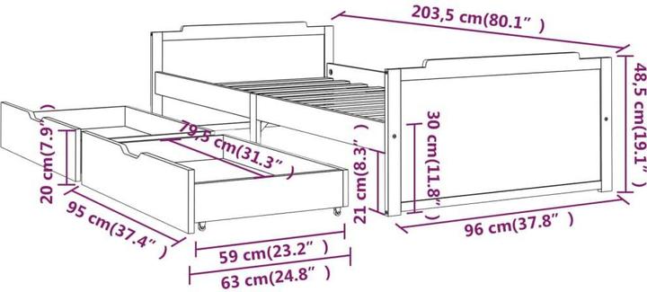Produktbild vidaXL Bettgestell (90 x 200 cm)