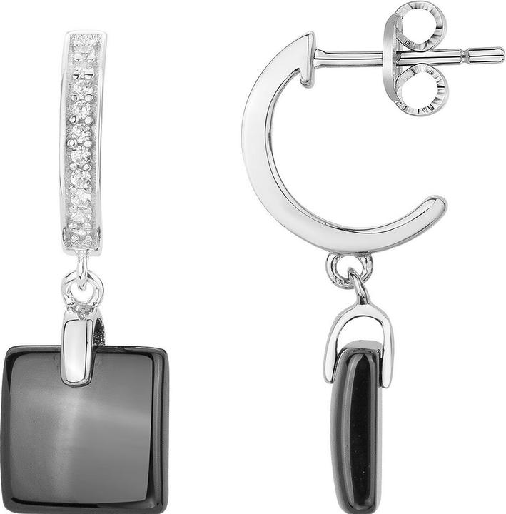 Actual product image Ceranity Silver Earrings - Black Ceramic - Zirconia (Ceramic)