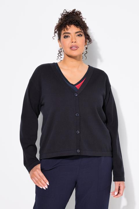 Immagine prodotto Ulla Popken Cardigan double face con scollo a V e maniche lunghe (42, 44)