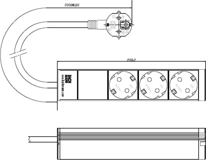 Productafbeelding Bachmann Verlengsnoer (rek (3 x, CEE 7/3, 2 m)