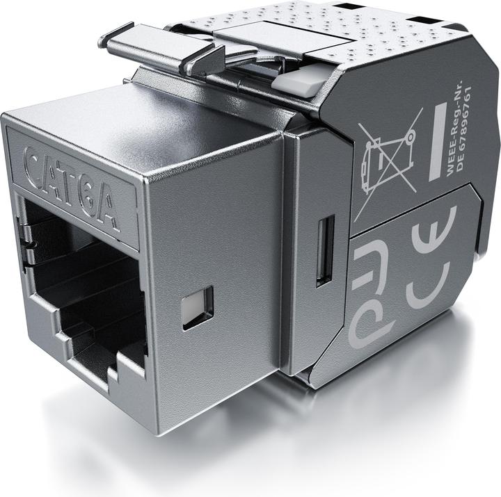 Primewire Keystone Modul CAT.6a pour câble LAN mâle confectionnable en champ, RJ-45 femelle vers câble réseau (Module Keystone)