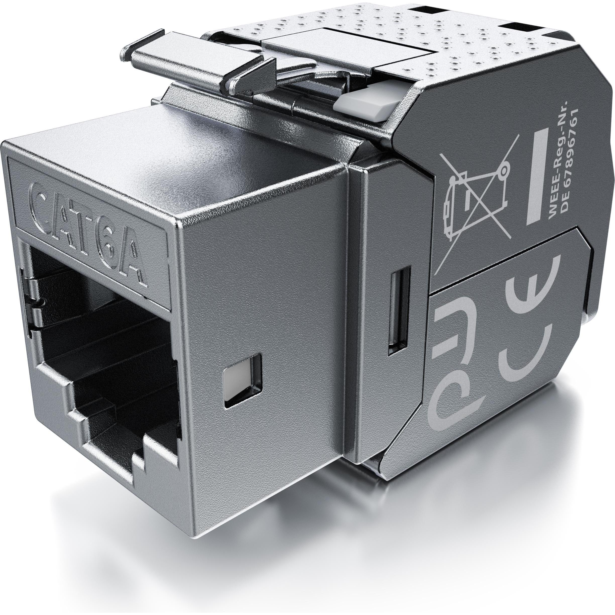 Primewire Keystone Modul CAT.6a für LAN Kabel Stecker feldkonfektionierbar, RJ-45 Buchse zu Netzwerkkabel (Keystone Modu...