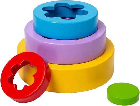 Bigjigs Blumenturm aus Holz, 5 Stück.