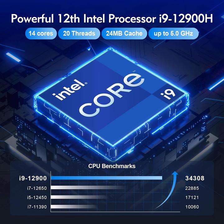 Image du produit Geekom Mini PC mit i9-12900H & 8K Iris Xe Graphics (1000 Go, 32 Go, Intel Core i9-12900H)