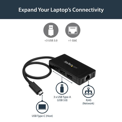 Immagine prodotto StarTech Hub USB-C a 3 porte con Gigabit (USB-C, 3 porte)