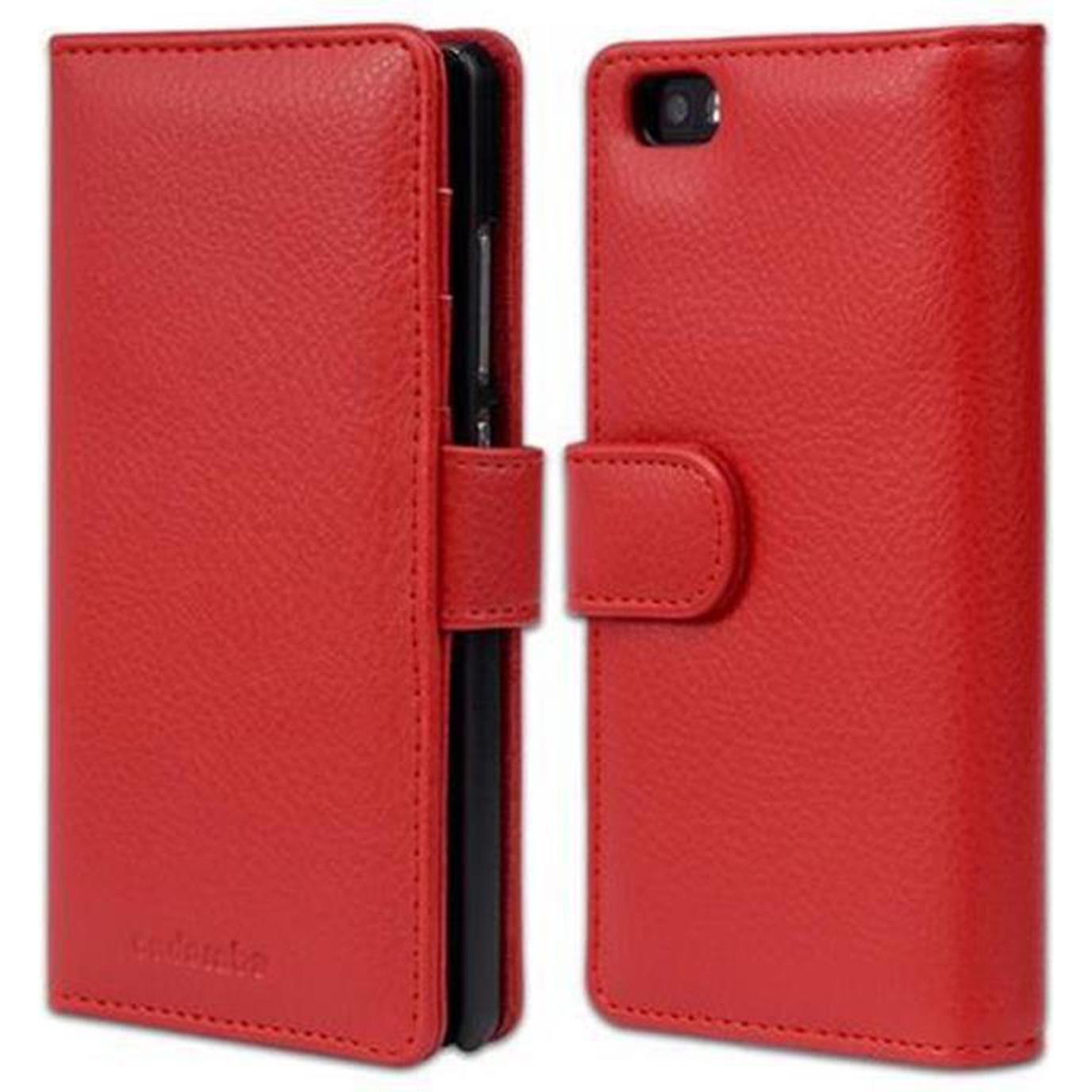 Cadorabo Book mit 3 Kartenfächer Cover (Huawei P8 Lite), Smartphone Hülle, Rot