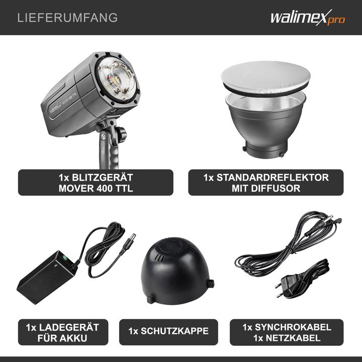 Image du produit Walimex pro pro Flash à batterie Mover 400 TTL (Tête de flash, 400 Ws)