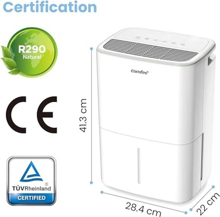 Produktbild Comfee Stille Luftentfeuchter für Schimmel, 12 l/24h, trocknet Kleidung, automatische Enteisung (20 m²)