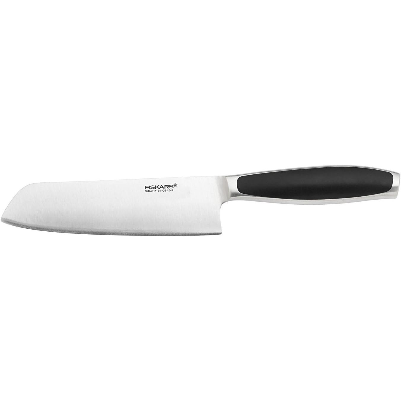 Fiskars 1016465 Royal Santokumesser, 17cm, Küchenmesser, Silber, Schwarz