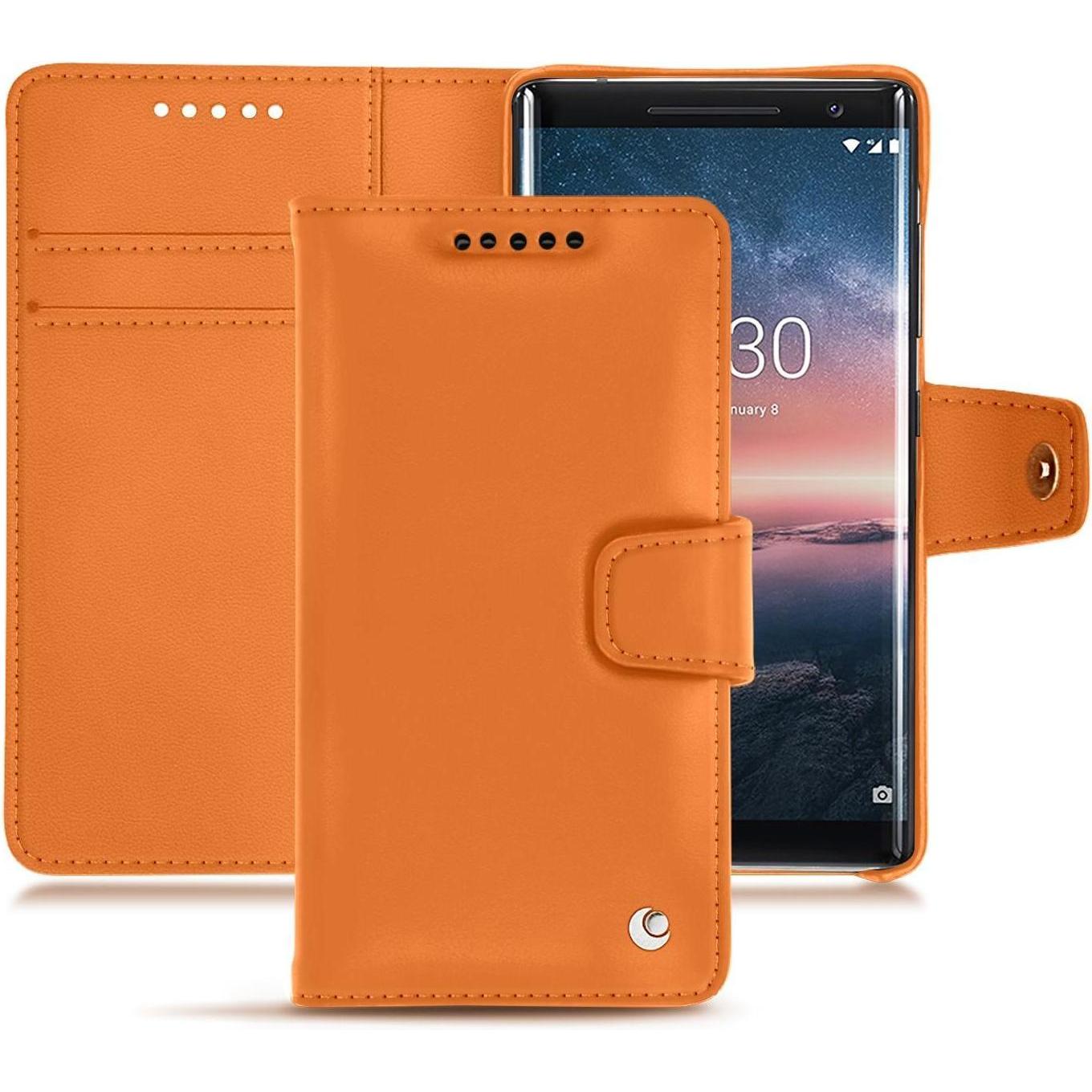 Noreve Lederschutzhülle Wallet (Nokia 8 Sirocco), Smartphone Hülle, Orange