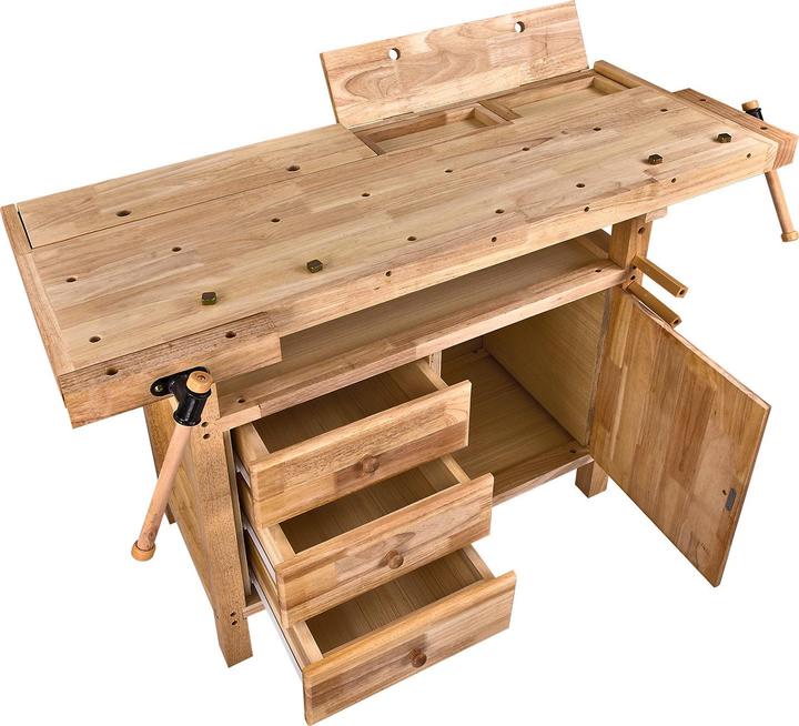 Produktbild Dema Hobelbank Werkbank Vollholz 125x50x85cm (50 cm, 125 cm)