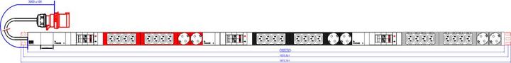 Actual product image Bachmann IT PDU ALU 1U 24x C13 6x earthing contact 6LS CEE 3x 32A red