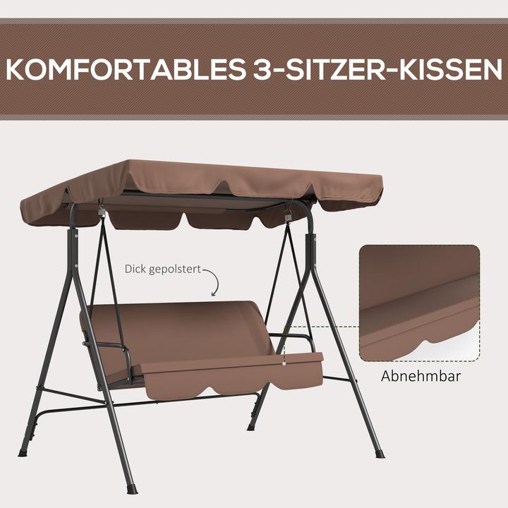 Image du produit Outsunny Hollywoodschaukel Stahl, Polyester Braun