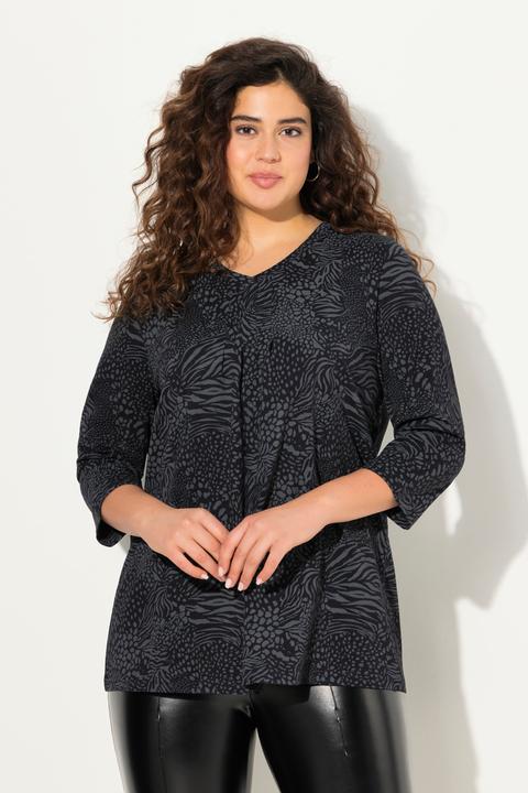 Produktbild Ulla Popken Shirt, Animalmuster, A-Linie, V-Ausschnitt, 3/4-Arm (46, 48)