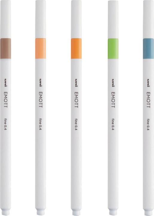 Image du produit Uni-ball Emott Fineliner Set 5 Stk Natural (Beige, Bleu saxon, Jaune soleil, Orange clair, Vert clair, 5x)