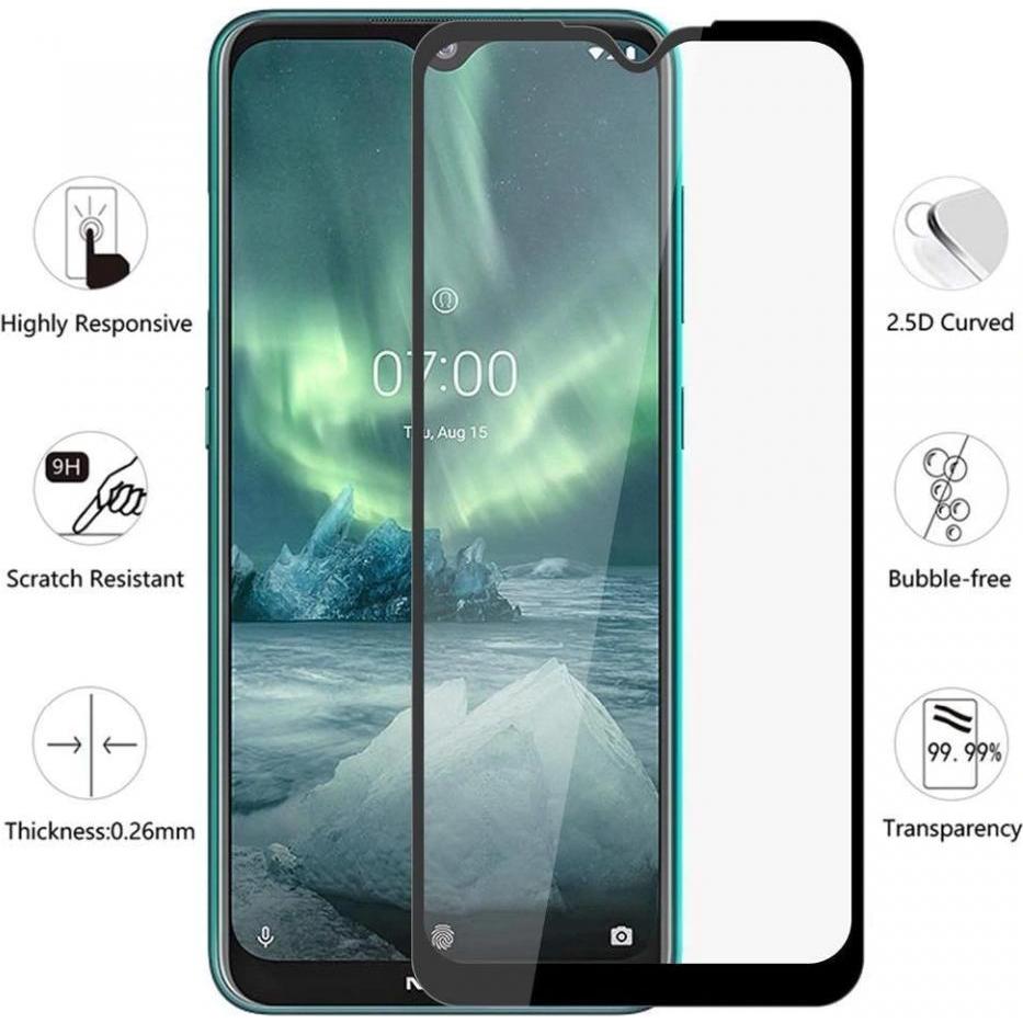 Thumbnail - Screenguard Nokia 6.2 Full Screen Panzerglas Schutzfolie 2.5D 9H (1 Stück, Nokia 6.2), Smartphone Schutzfolie, Schwarz