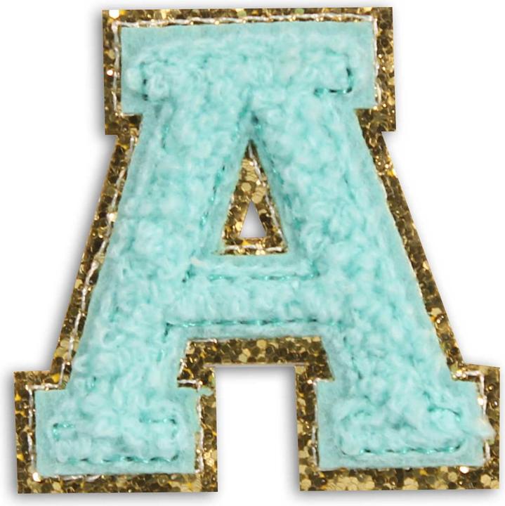 PhoneLook Sticker Aufkleber für Handy/Tablet/Computer 3D gestickt Türkis Buchstabe A