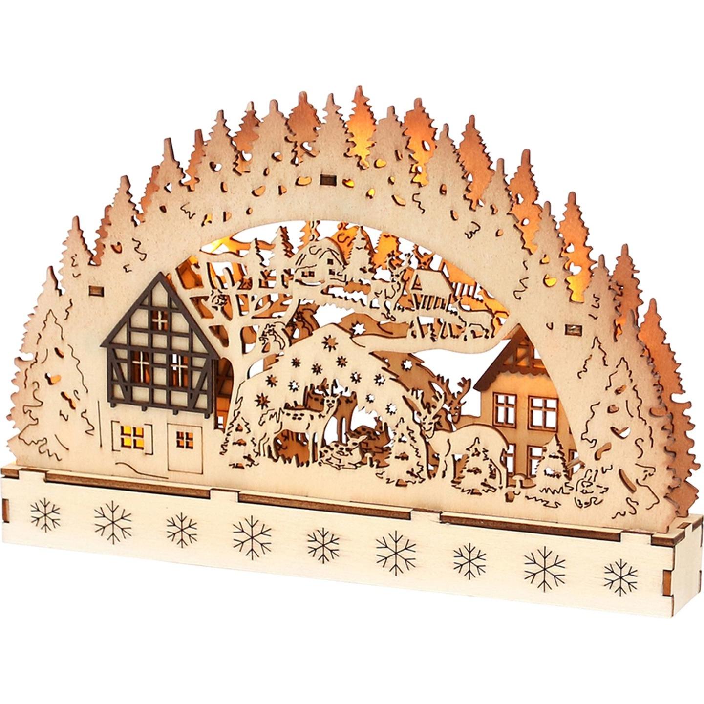 SIGRO, Weihnachtsbeleuchtung, Holz Schwibbogen, LED
