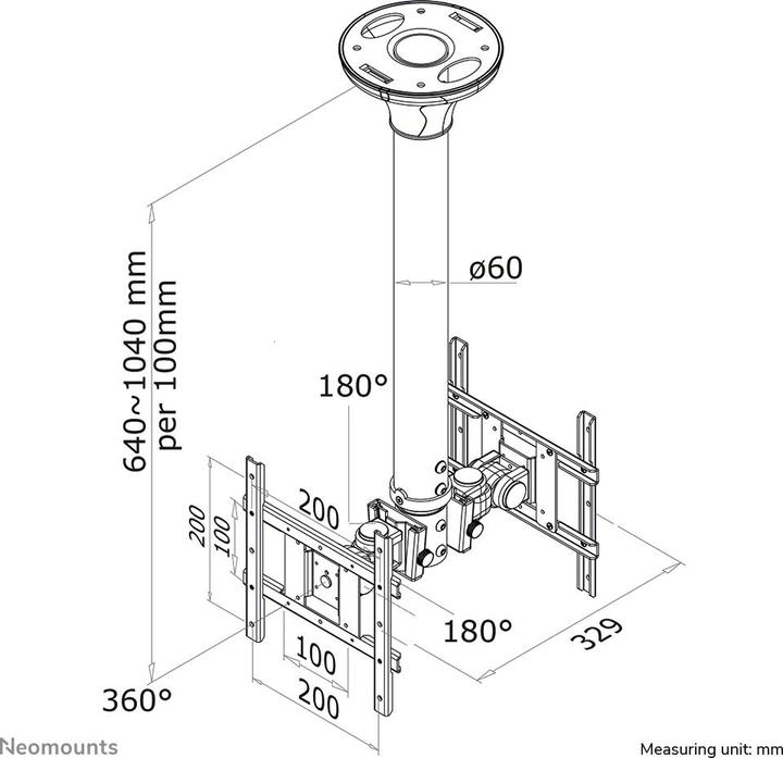 Produktbild Neomounts Fpma-C200d (Decke, 40", 20 kg)
