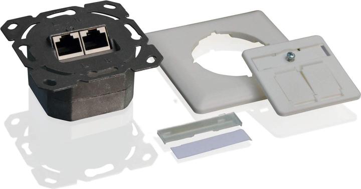 Produktbild Helos Anschlussdose, Cat 6A (EIA/TIA), AP/UP, 2 Port, vertikal, reinweiss (UTP, CAT6)