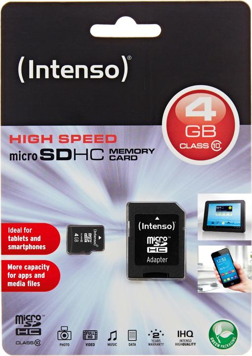 Productafbeelding Intenso microSD Class 10 (4 GB, microSDHC, U1)