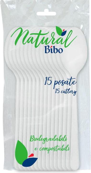 Actual product image Bibo 15 White Bioplastic Spoons (15x)