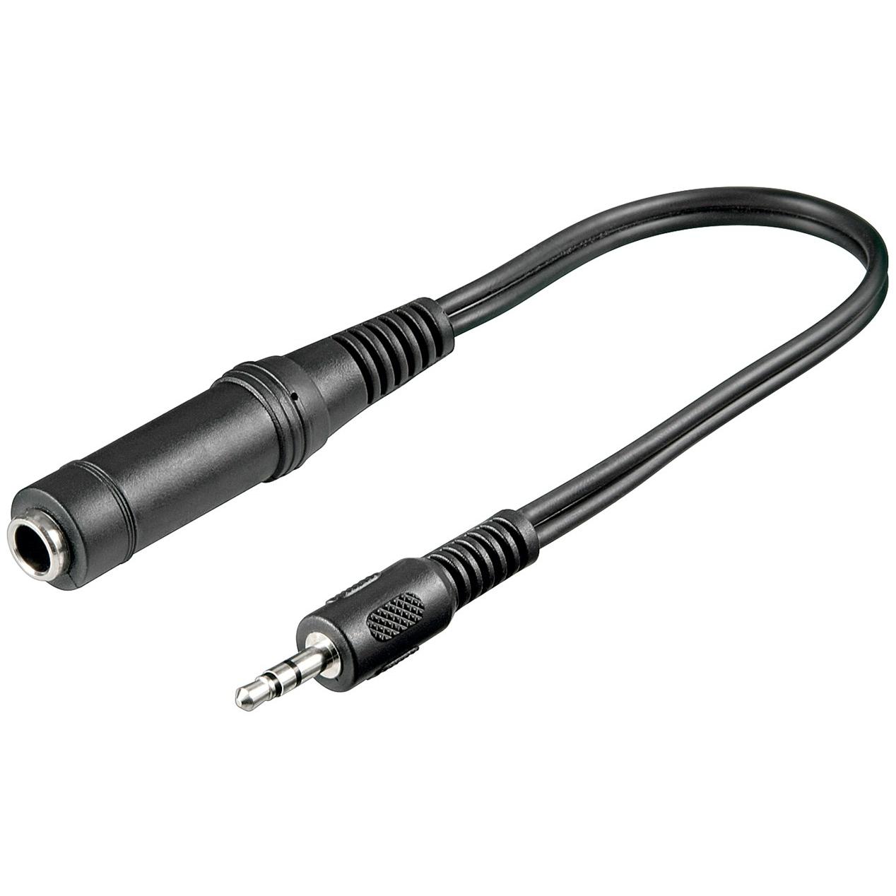 Goobay Adattatore per cuffie, da spina da 3,5 mm a jack da 6,35 mm, Adattatore audio, Nero