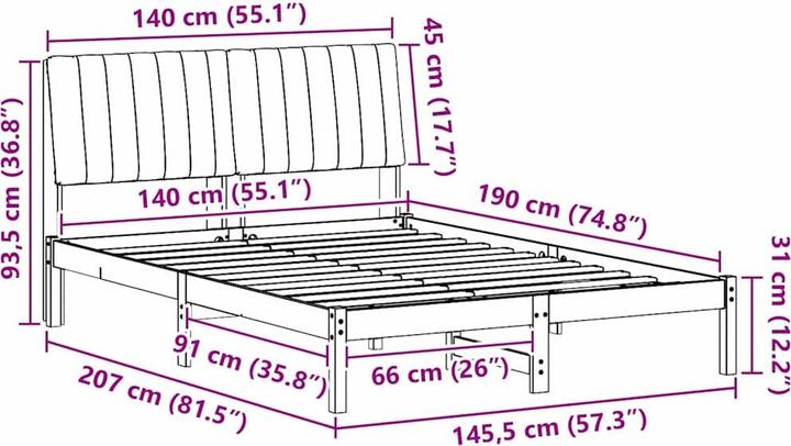 Image du produit vidaXL Modernes Bett (140 x 190 cm)