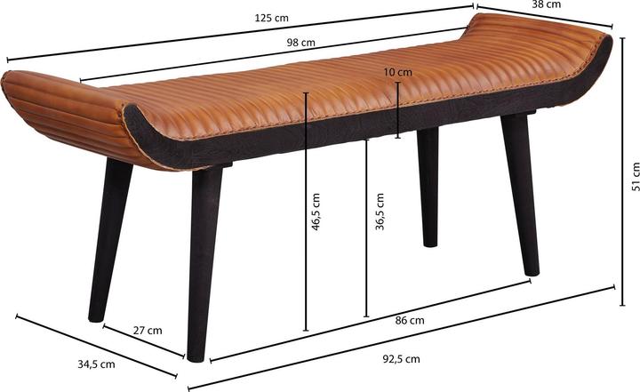 Image du produit FineBuy Banc en bois massif mangue marron (125 cm)