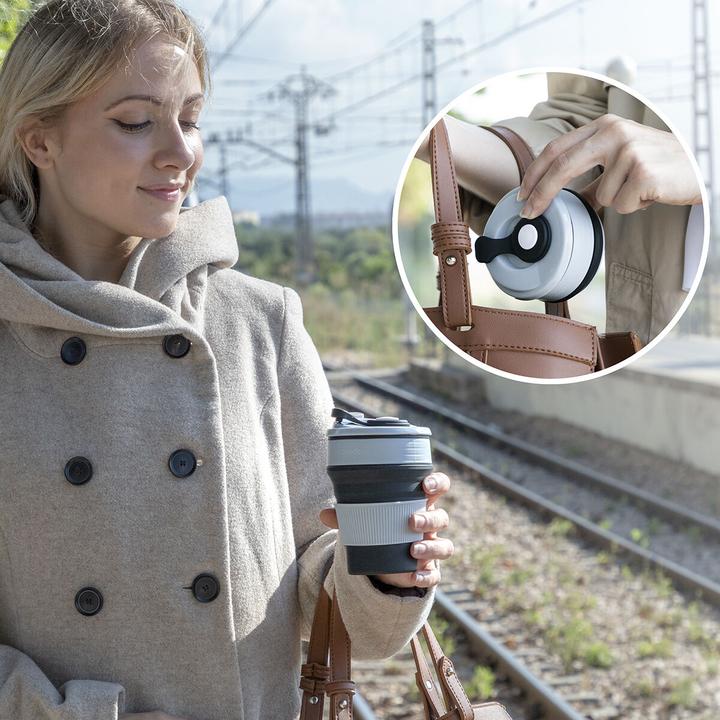 Produktbild InnovaGoods Faltbarer Becher mit Deckel - Silikon (0.35 l)